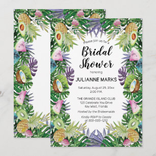 Tropical Fruit   Greenery Summer Bridal Shower Invitation
