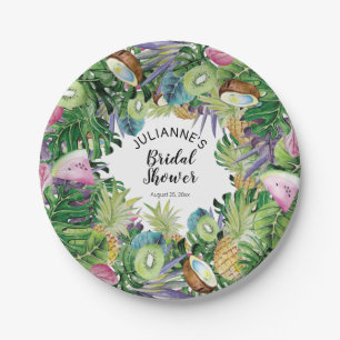 Tropical Fruit   Greenery Summer Bridal Shower Paper Plate
