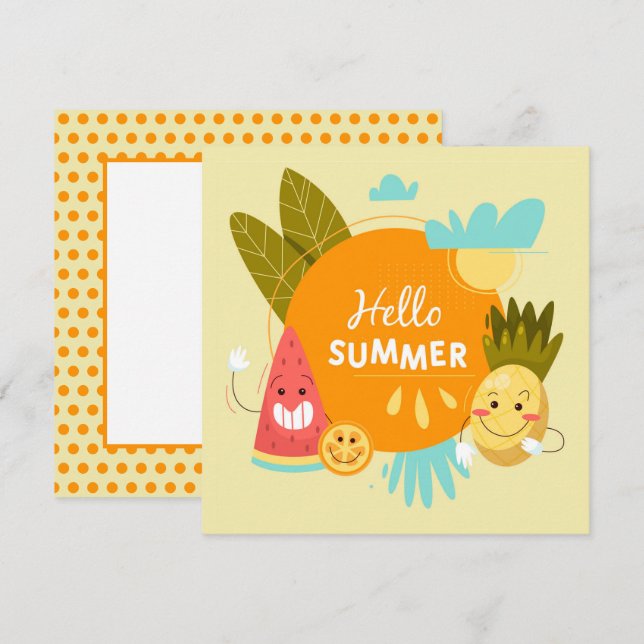 Tropical Fruit Hello Summer Greeting Card (Front/Back)