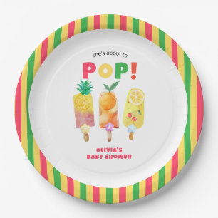 Tropical Fruit Ice Cream Ready To Pop Baby Shower Paper Plate