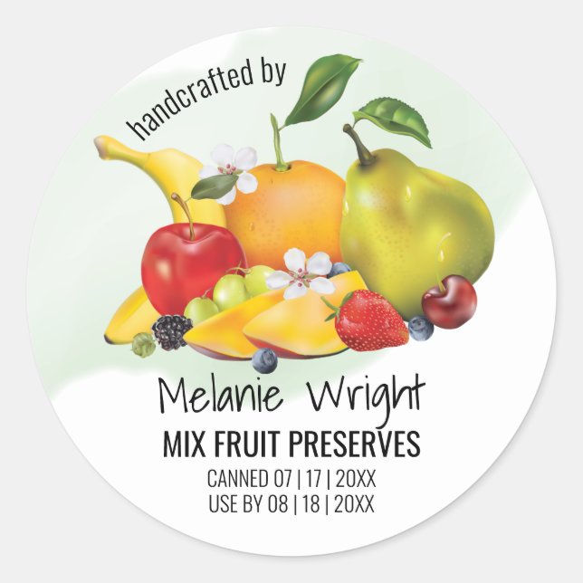 Tropical Fruit Mix Canning Jam Classic Round Sticker (Front)