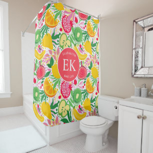 Tropical Fruit Monogram Watercolor Summer Pattern