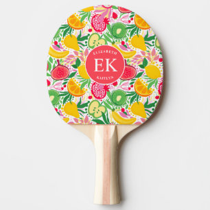 Tropical Fruit Monogram Watercolor Summer Pattern Ping Pong Paddle