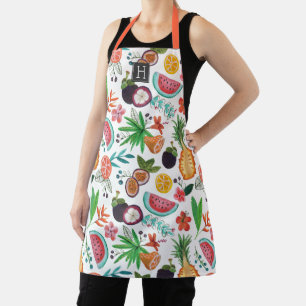 Tropical fruit multi-colour summer all-over print apron
