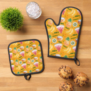 Tropical Fruit Oven Mitt & Pot Holder Set