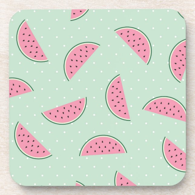 Tropical Fruit Paint Splatter Pattern Coaster (Front)