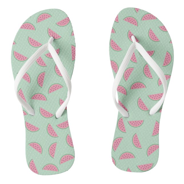 Tropical Fruit Paint Splatter Pattern Flip Flops (Footbed)