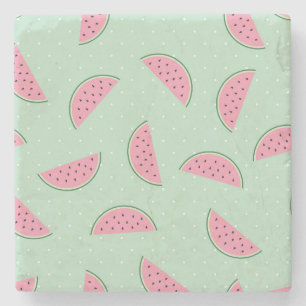 Tropical Fruit Paint Splatter Pattern Stone Coaster