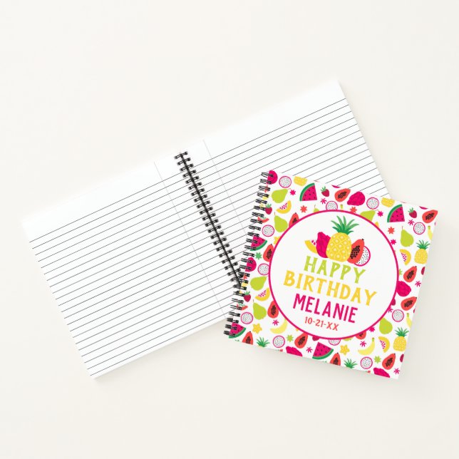 Tropical Fruit Pattern Fun Birthday Tutti Frutti Notebook (Inside)