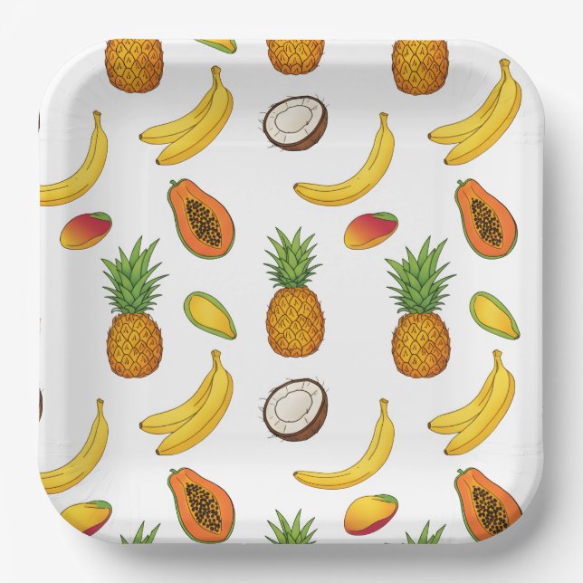 Tropical Fruit Pattern Paper Plate (Front)