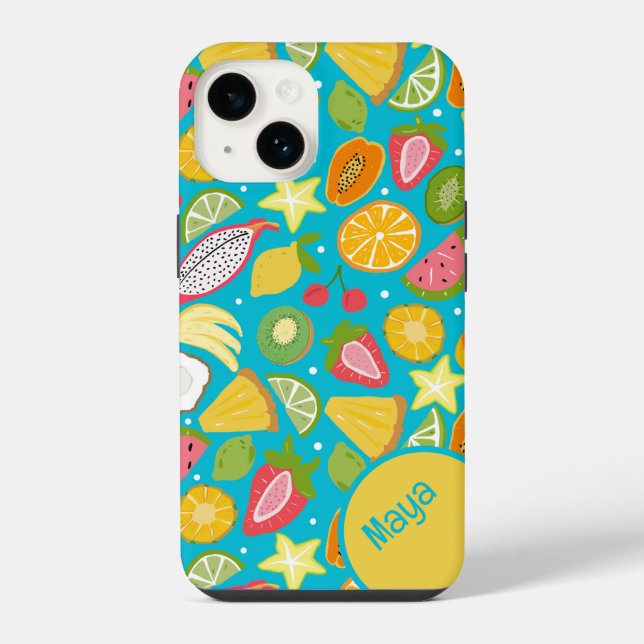 Tropical Fruit Pattern Personalized iPhone Case (Back)