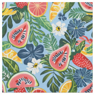 Tropical Fruit Pattern Seamless Summer Botanical Fabric