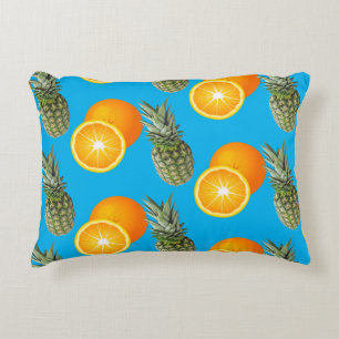 Tropical Fruit Pineapple Orange Pattern Accent Pillow