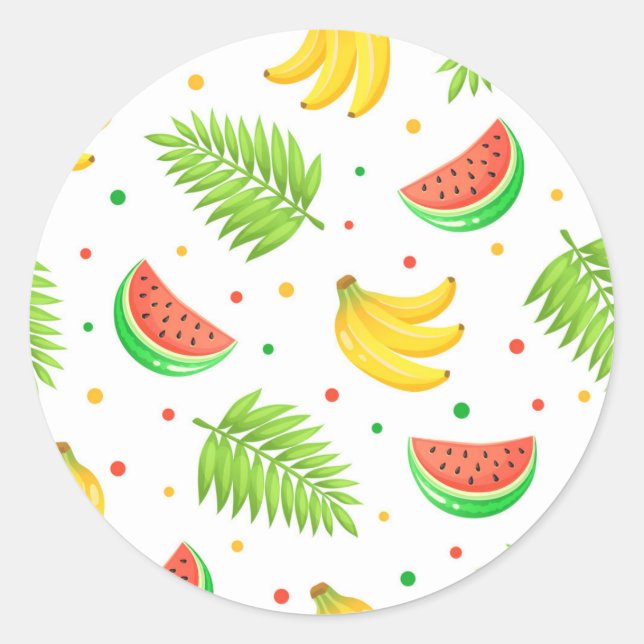 Tropical Fruit Polka Dot Pattern Classic Round Sticker (Front)