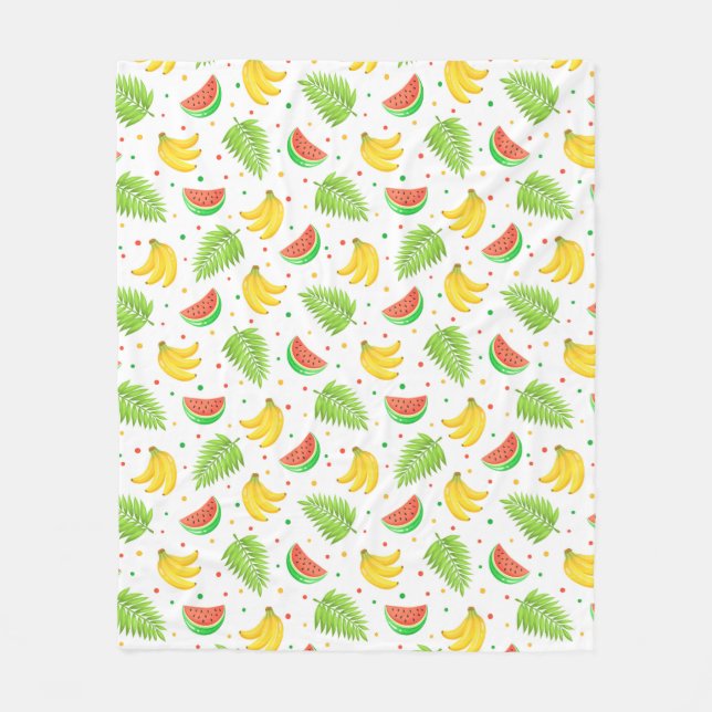 Tropical Fruit Polka Dot Pattern Fleece Blanket (Front)