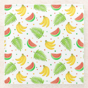 Tropical Fruit Polka Dot Pattern Glass Coaster
