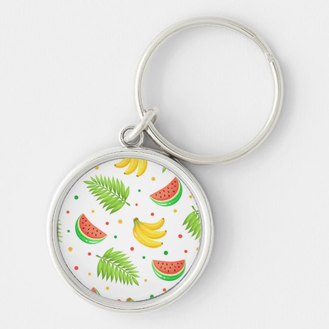 Tropical Fruit Polka Dot Pattern Keychain (Front)
