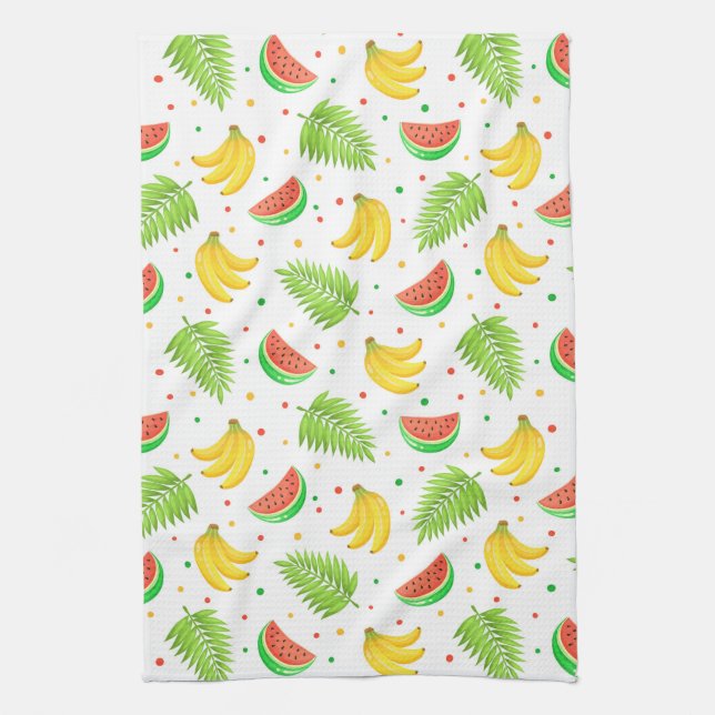 Tropical Fruit Polka Dot Pattern Kitchen Towel (Vertical)