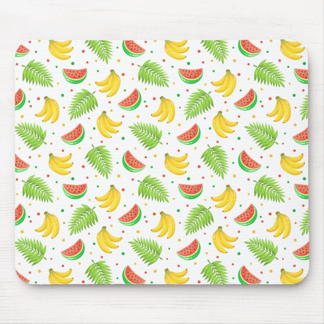 Tropical Fruit Polka Dot Pattern Mouse Pad (Front)