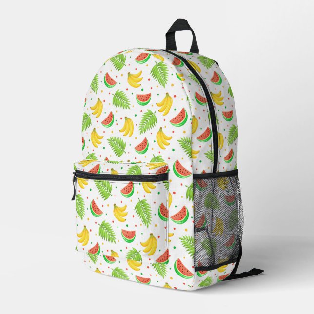 Tropical Fruit Polka Dot Pattern Printed Backpack (Back Corner Right)