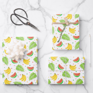 Tropical Fruit Polka Dot Pattern Wrapping Paper Sheet