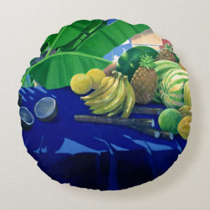 Tropical Fruit Round Pillow