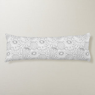 Tropical fruit seamless pattern black and white body pillow