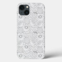 Tropical fruit seamless pattern black and white