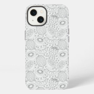 Tropical fruit seamless pattern black and white iPhone 13 case