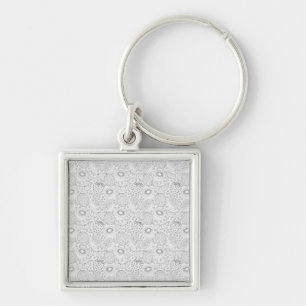 Tropical fruit seamless pattern black and white keychain