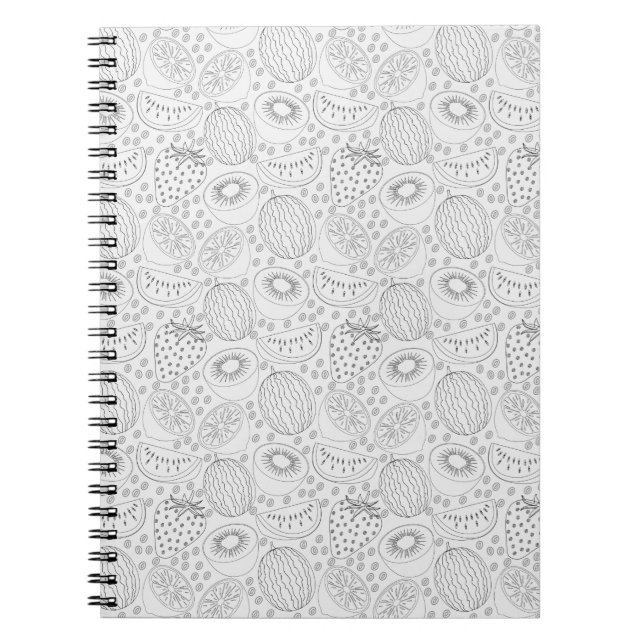 Tropical fruit seamless pattern black and white notebook (Front)
