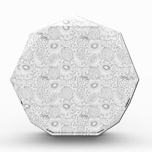 Tropical fruit seamless pattern black and white photo block