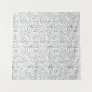 Tropical fruit seamless pattern black and white tapestry