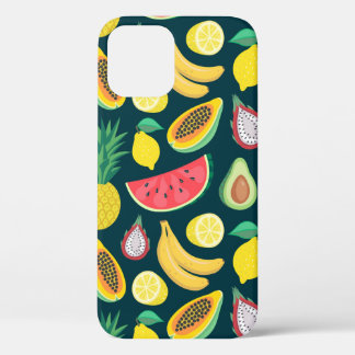 tropical fruit seamless pattern iPhone 12 case