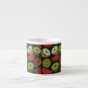 Tropical fruit seamless pattern colorful espresso cup