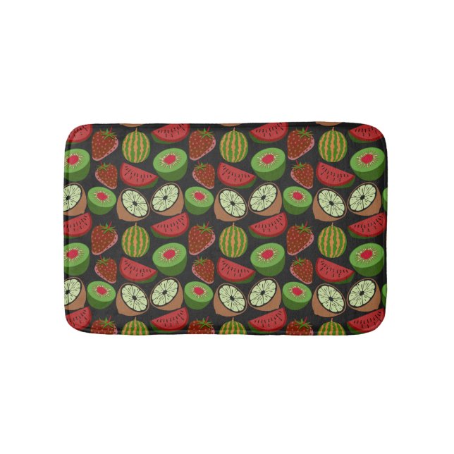 Tropical fruit seamless pattern colourful bath mat (Front)