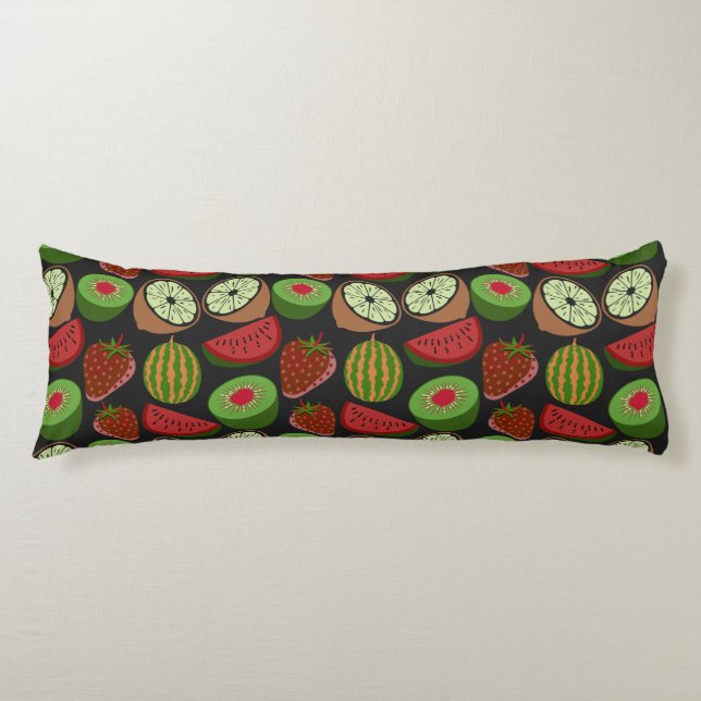 Tropical fruit seamless pattern colourful body pillow (Front)