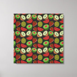 Tropical fruit seamless pattern colourful canvas print