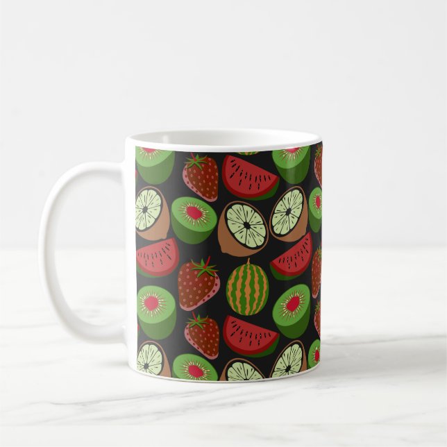 Tropical fruit seamless pattern colourful coffee mug (Left)