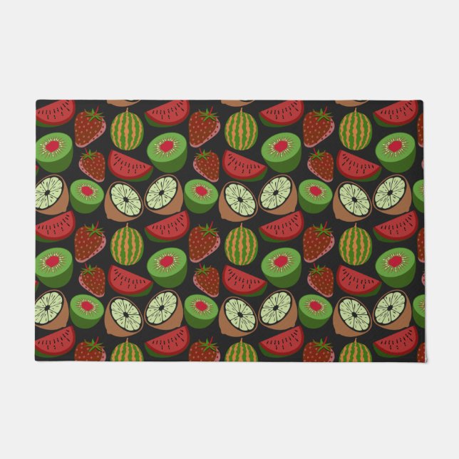 Tropical fruit seamless pattern colourful doormat (Front)