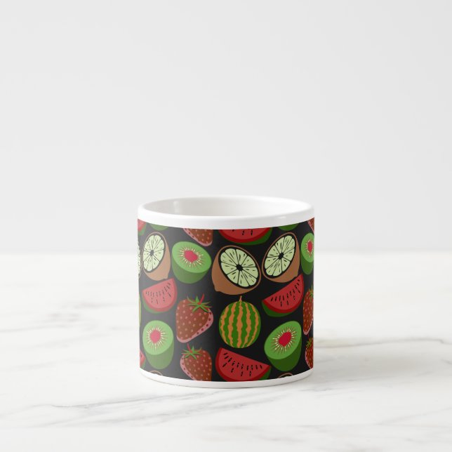 Tropical fruit seamless pattern colourful espresso cup (Front)