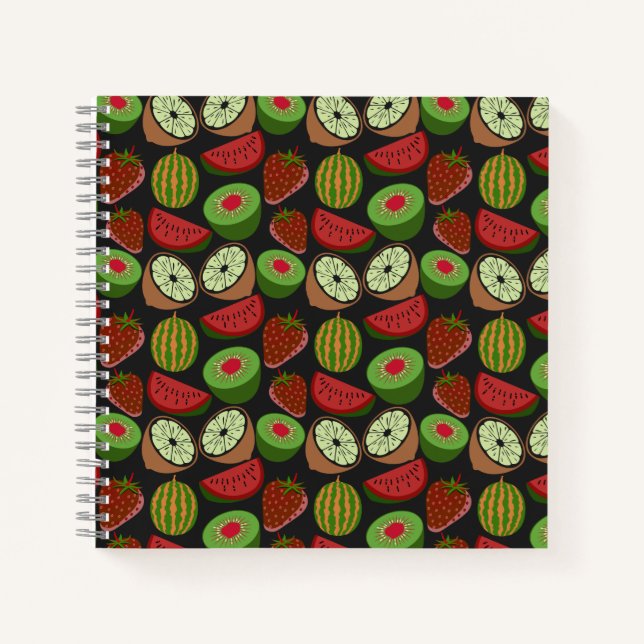 Tropical fruit seamless pattern colourful notebook (Front)