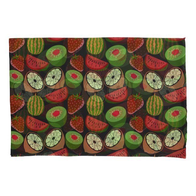 Tropical fruit seamless pattern colourful pillowcase (Front-Left)