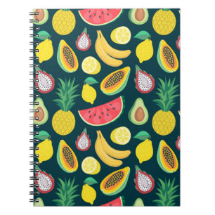 tropical fruit seamless pattern notebook