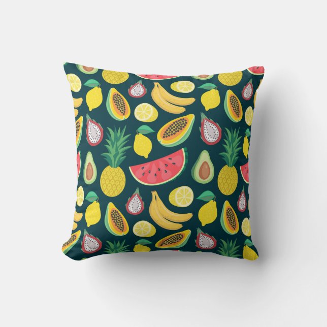 tropical fruit seamless pattern throw pillow (Front)