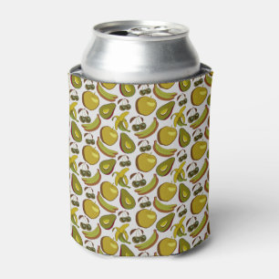 Tropical fruit seamless pattern yellow and white can cooler