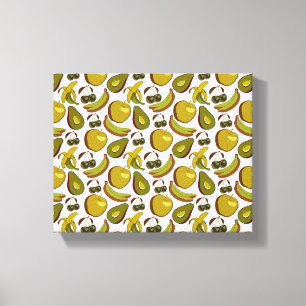 Tropical fruit seamless pattern yellow and white canvas print