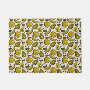 Tropical fruit seamless pattern yellow and white doormat