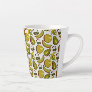 Tropical fruit seamless pattern yellow and white latte mug