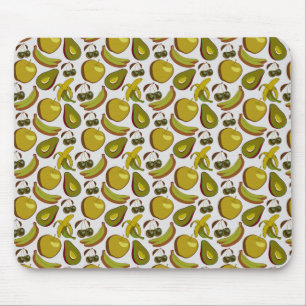 Tropical fruit seamless pattern yellow and white mouse pad